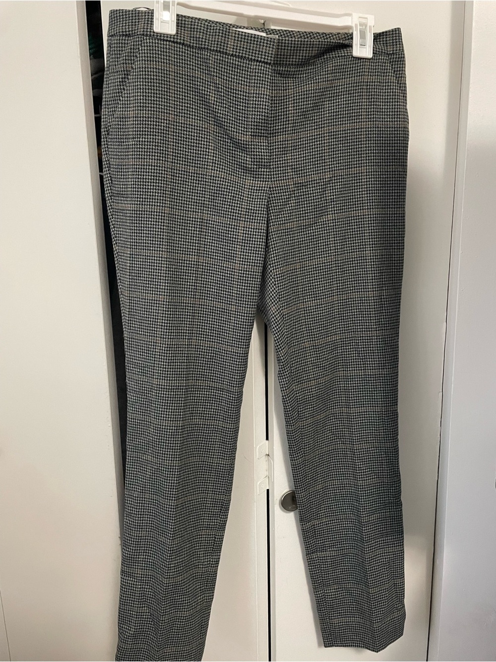 Calvin Klein Black and Gray Micro Houndstooth Dress Pants